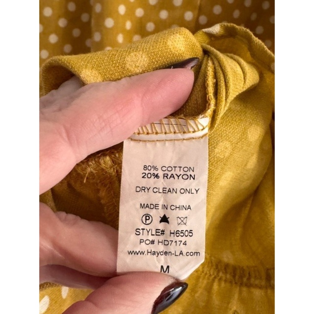 Hayden Los Angeles Yellow Polka Dot Ruffle Romper Mustard Medium - Picture 7 of 7